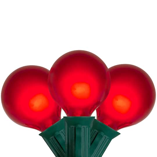 Set of 15 Red Satin G50 Globe Christmas Lights - Green Wire By Northlight | Michaels®